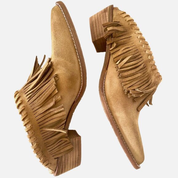 NEW! ANTELOPE DABNEY MULES SUEDE FRINGE BOOTS TAN TAUPE SHOES WOMENS 40 9 9.5 - Picture 9 of 16